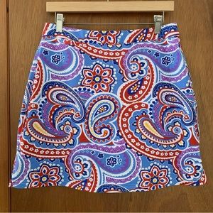 Women’s M PETER MILLAR Performance Golf Skirt w/ Attatched Shorts Blue Paisley